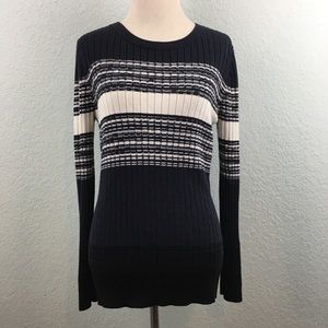 41Hawthorn Navy Blue Striped Pullover Sweater M